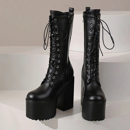 Platform Ankle Boots Winter Brand Design Great Quality Gothic Style Comfy Cool Street Shoes Boots Big Size 43