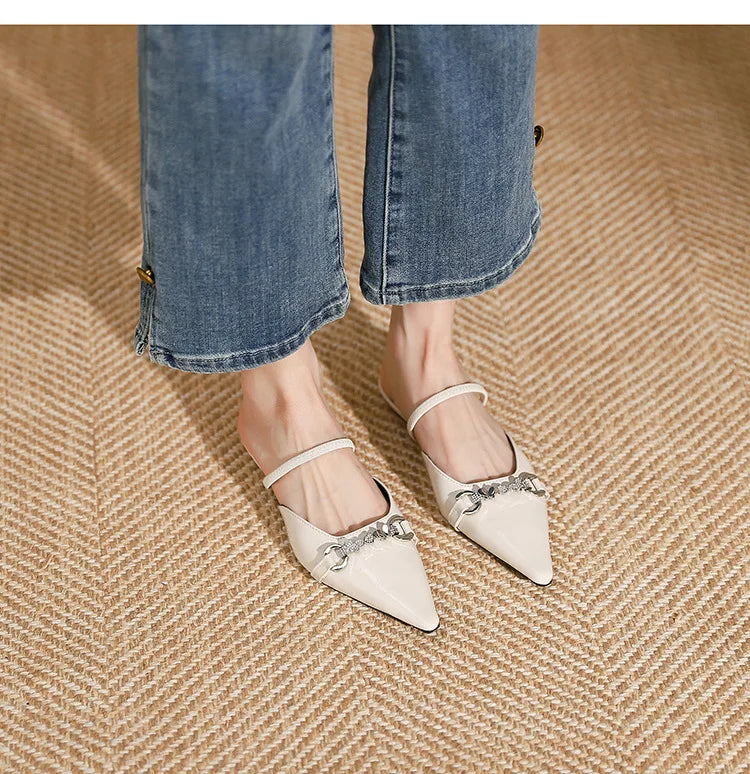 Low Shoes ' Slippers Pointed Toe Butterflyknot Flat Spring Pu Rubber Strange Style Shoes Woman Butterflyknot Slipp