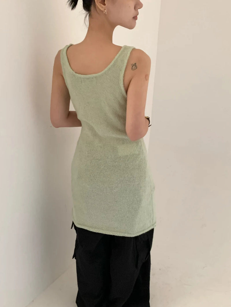 Three Dimensional Flower Knitted Vest Dress Summer New Design Looks Slim Can Be Worn in a Short Skirt