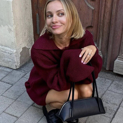 Knitted Skirts 2 Piece Set Lapel Flare Button Knitted Cardigan Top Mini Skirt Autumn Lady All-matching Outfit