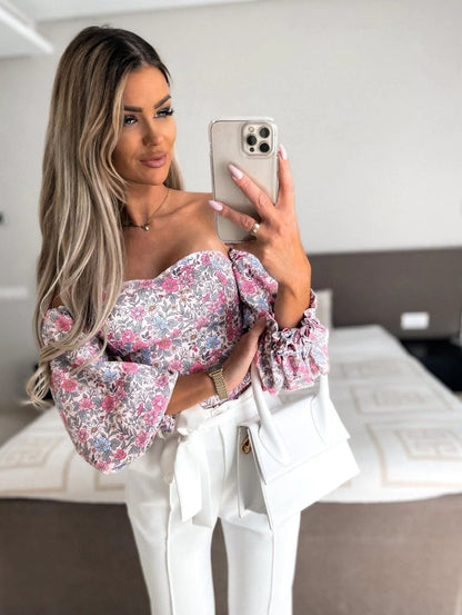 Top Summer Off Shoulder Blouses Holiday Slash Neck Tops