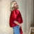 Satin Puff Short Sleeve Top Loose Buckle O-neck Shirts Female Spring Summer Office Lady Outwear