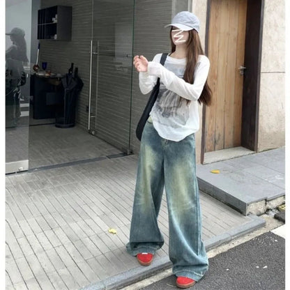Oversized Jeans Wide Leg Baggy Y2k Grunge Denim Pants Harajuku Korean Trousers Aesthetic