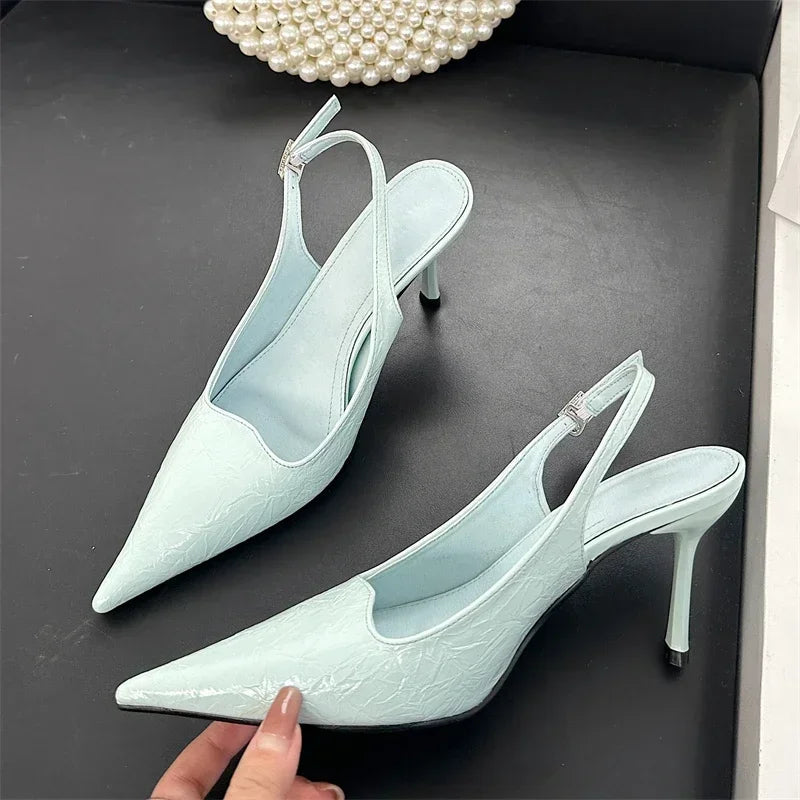 New Pointed Toe Thin High Heels Slingbacks Office Shoes Sandals Footwear Zapatos De Mujer
