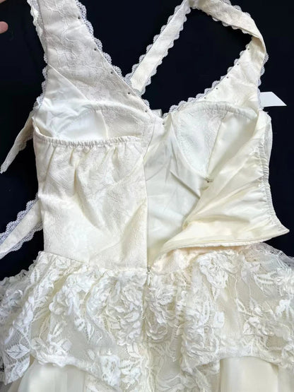 Sweet Thin 2piece Set Dress Design Bow Slash Neck Sleeveless Lace Dresses Female Cardigan