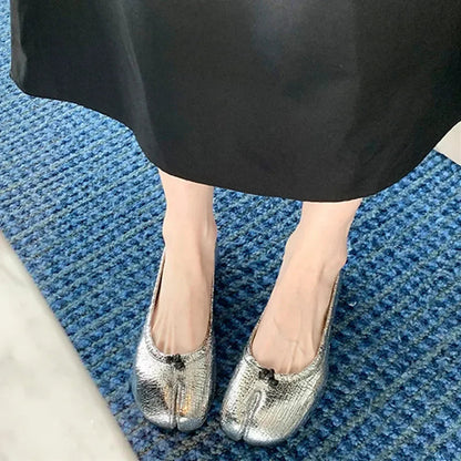 New Soft Leather Split Toe Design Mules Flats Shoes Cozy Lightweight Soft Sole Loafers Mary Jane Pumps Ballet Shoe