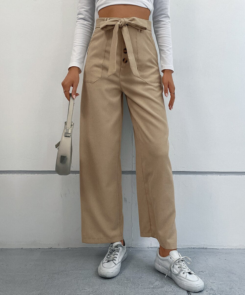 Corduroy Belted Wide Leg Pants