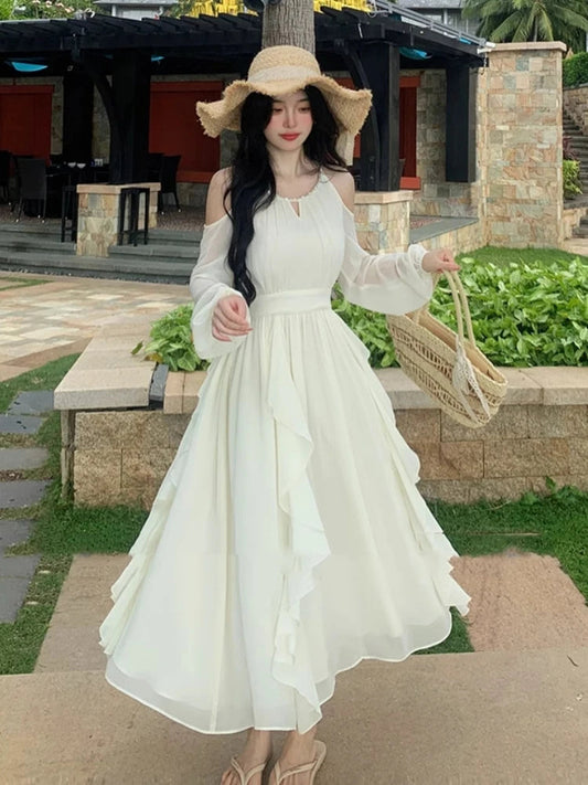 Autumn Spring New Midi Dress Party Long Sleeve Female Clothes Vestidos Mujer