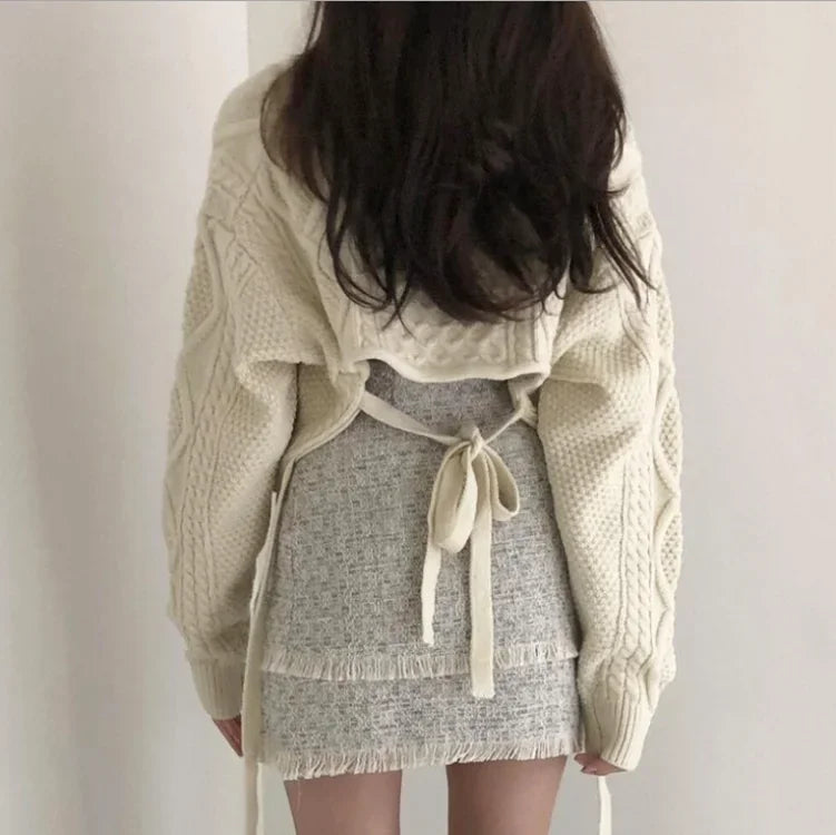 Autumn New Vneck Slim Fit Sweaters Mujer Harajuku Egirl Back Lace Up Knitted Pullover Y2k Grunge Long Sleeve Tops