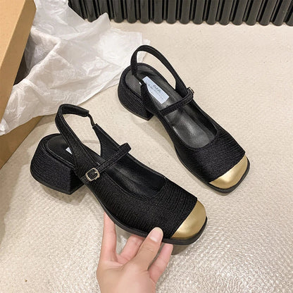 Summer Buckle Square Heel Platform Mary Jane Shoes Designer Soft Soled High Heel Sandals Shoes