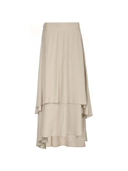 Vacation Long Skirts Two Layers Asymmetrical Bandage Skirt