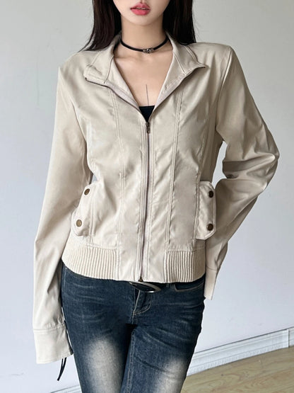 Slim Basic Jacket S Autumn Winter New All-match Harajuku Zipper Coat Causal Simple