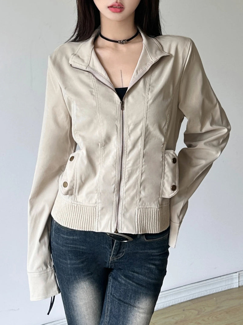 Slim Basic Jacket S Autumn Winter New All-match Harajuku Zipper Coat Causal Simple