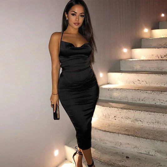 Maxi Puss Nightclub Satin Midi Dresses