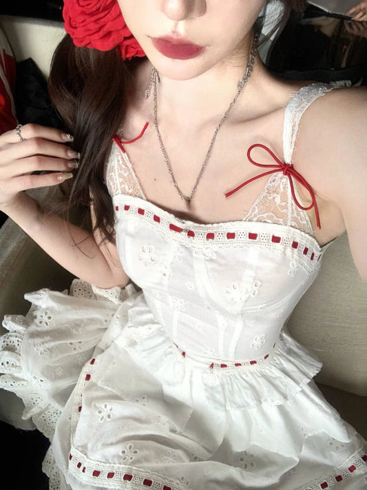 Beach Style Y2k Mini Dress Sleeveless Strap Dress Even Party Clothing Korean Summer