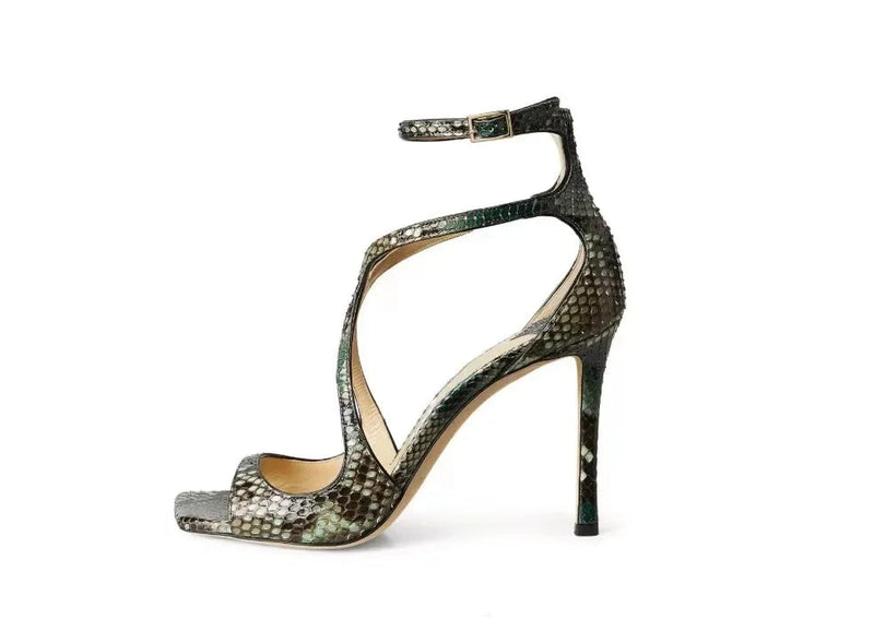Highquality Hollow Slim High Heel Fish Mouth Sandals, Silk Buckle Strap Runway Shoes