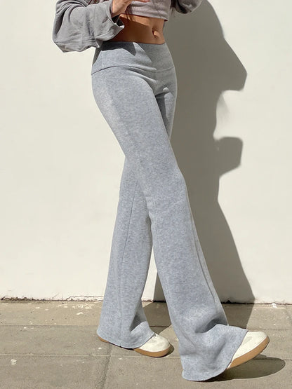 Gray Slim Low Waist Sweatpants for Black Simple Basic Flared Pants Sports Jogging Trousers