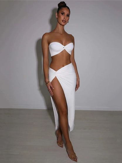 Strapless Two Piece Midi Dress