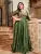 V-neck Embroidered Lace Medium Long Sleeve Color Contrast Patchwork Satin Embellish Buckle Full Skirt