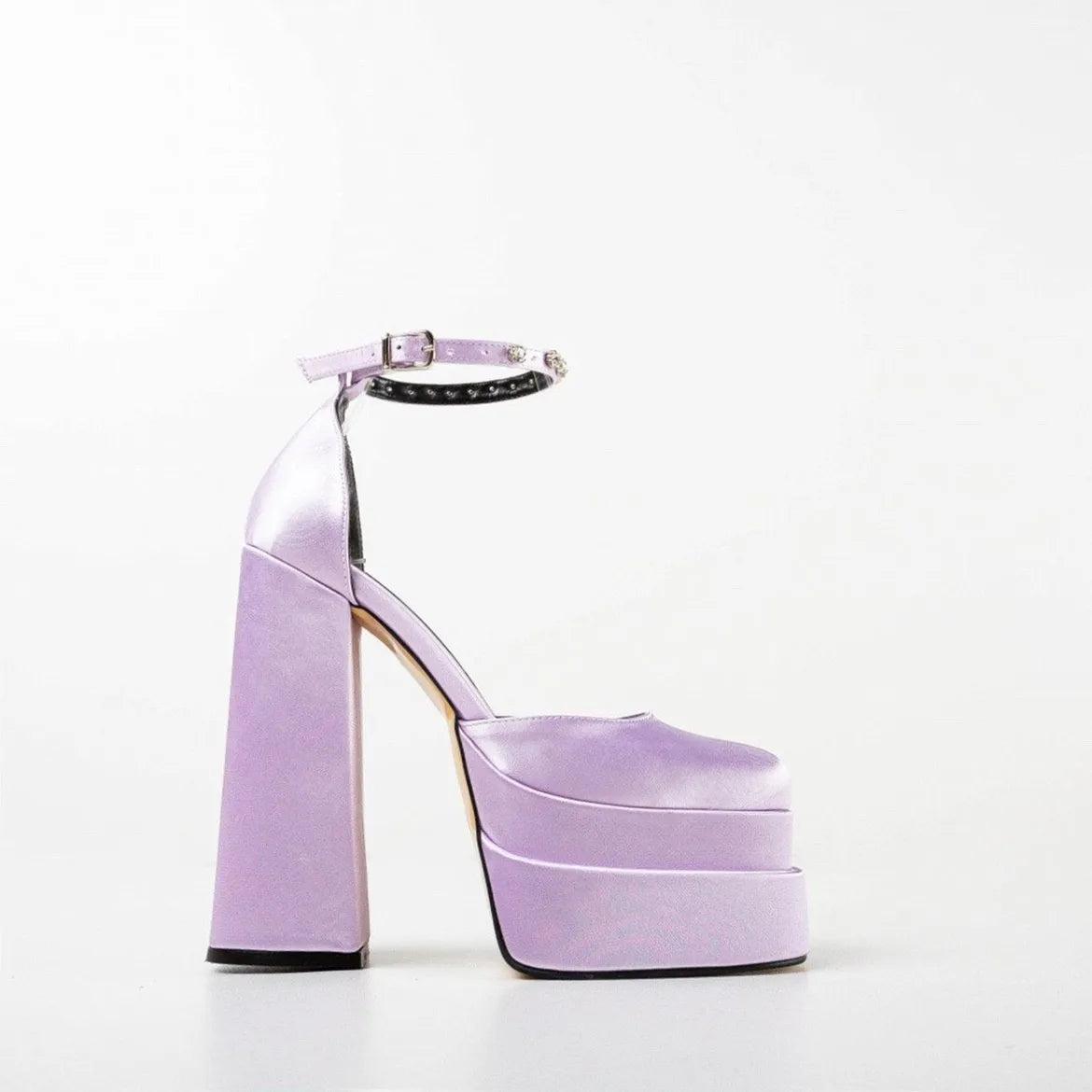Ivory Satin Evening Party Platform Sandals High Heels 15 Cm Thick Heels Wedding Shoes