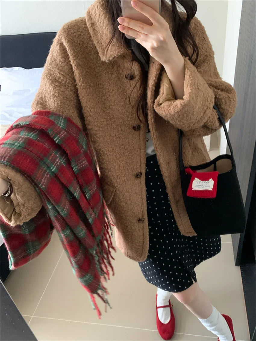 Coats Slim Office Laady Loose Daily Thicken Minimalist Woolen Warm New Ol