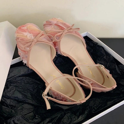 Summer Lace Hollow Mary Jane Shoes Square Toe Ankle Strap Sandals Low Heel Wedding Designer Shoe Female