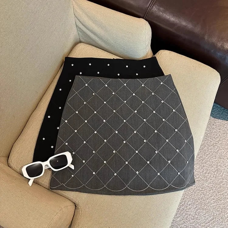 Diamond Allmatch Black Faldas Mujer Summer High Waist Aline Skirt for Y2k Slim Fit Bodycon Skirts