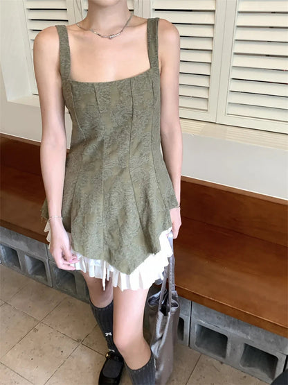 High Street Cake Mini Skirts Close Waist Summer New Slim Daily Outwear Tank Tops