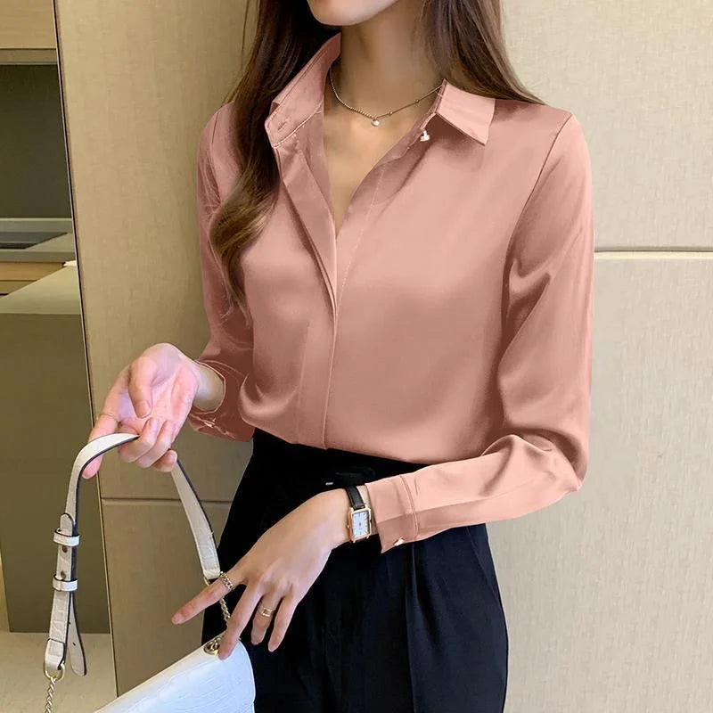 Woman Spring Autumn Style Blouses Shirts Lady Long Sleeve Turn-down Collar Blusas Tops Df4846