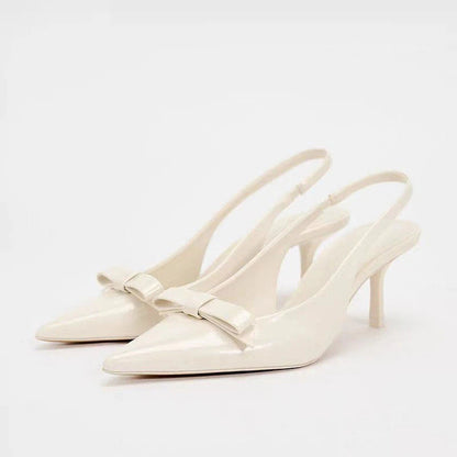 Blue Denim Fabric Slingbacks for Woman Cross Thin Buckle Strap Upper Stiletto Sandals Point Toe Thin Kitten Heel Pump