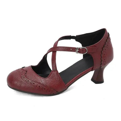 Cross Sandals Buckle High Heels Black Shoes for Round Toe Highheeled Beige Spring Elastic Band Comfort