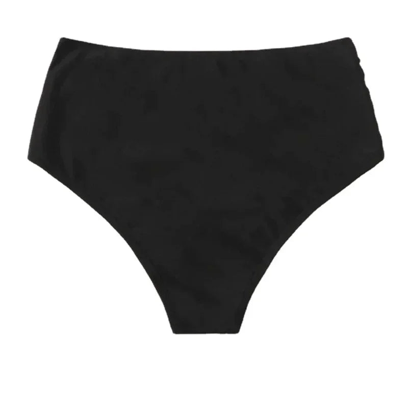High Waist Ruched Bikini Bottoms Tummy Control Swimsuit Briefs Pants Beachwear Spandex Beach Style Summer