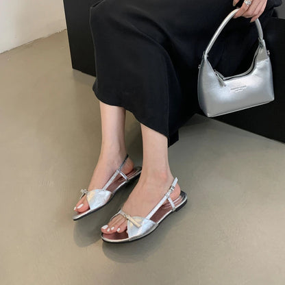 Silver Sandals Flats Brown Belt Buckle Shoes Summer Flats Sandal Comforts Sandalias De Mujer