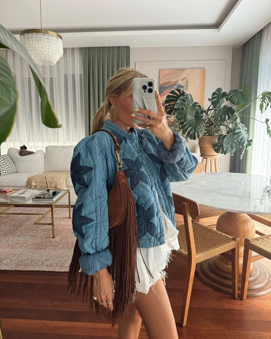 Autumn Winter Single Breasted Pocket Female Jacket Maple Leaf Padded Coat New Lady Outerwear High Street