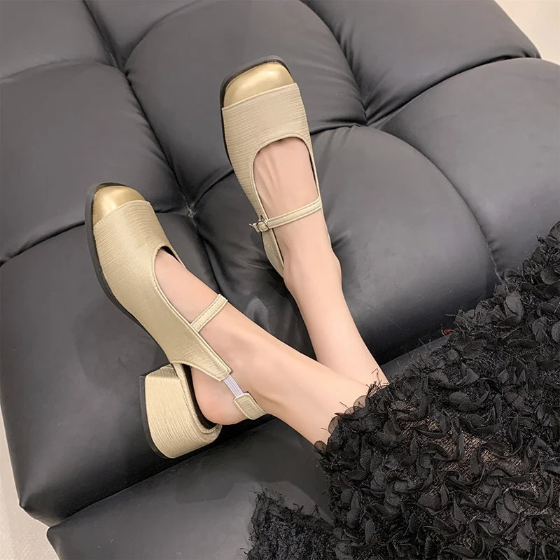 Summer Buckle Square Heel Platform Mary Jane Shoes Designer Soft Soled High Heel Sandals Shoes