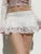 Black Low Waist Tiered Lace Shorts Skirts White Fairycore Micro Skirt