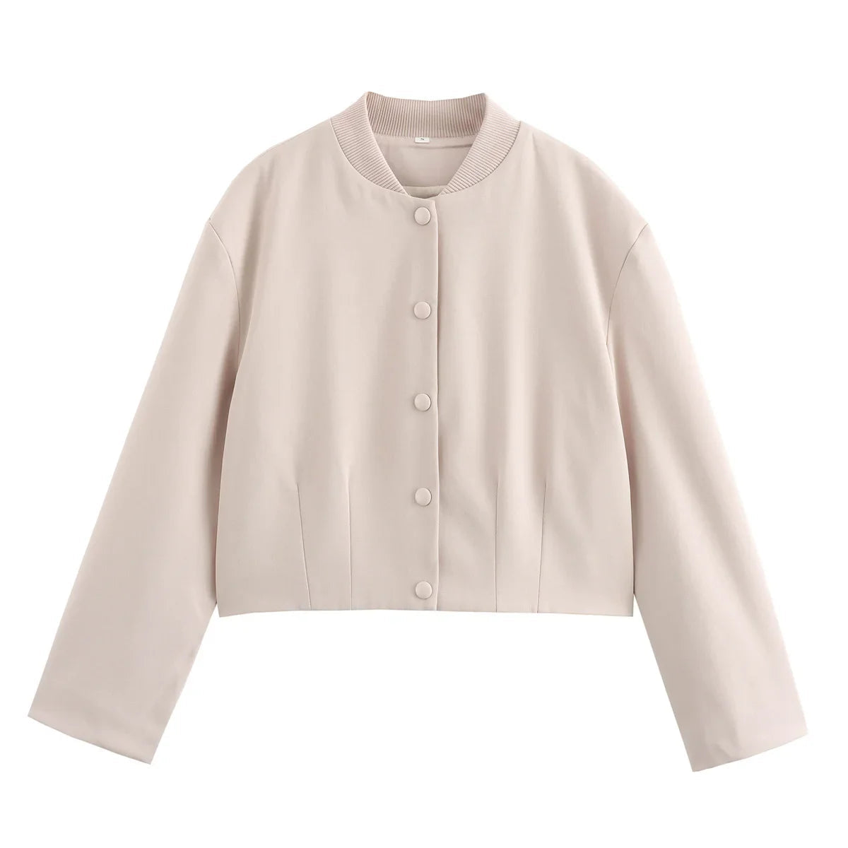 Woman Bomber Jacket White Autumn Winter Cropped Jackets for Long Sleeve With Buttons Lady Outwear