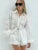 Printed See-through Outfits Female Patchwork Cardigan Shirts and Lace-up High Waist Shorts Sets Autumn 2 Piece-set
