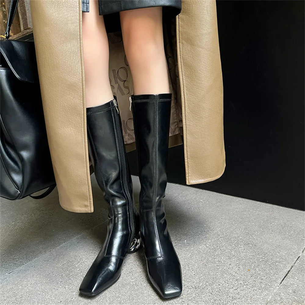 New High Heels Simple Style Warm Autumn Winter Slim Long Shoes Woman Thigh High Knight Boots