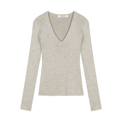 Autumn New Korean Vneck Slim Thread Longsleeved Sweater + Lace Splicing Hollow Camisole Twopiece Suit