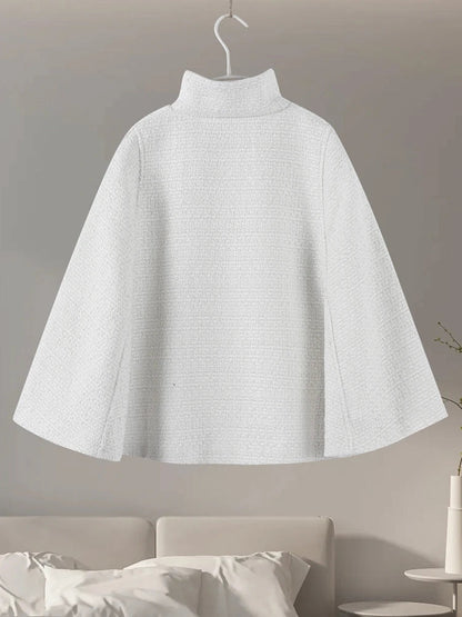 Cloak Loose High Neck a Line Hidden Button Coats Female Spring New Soft Cloaks Lady