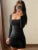 Square Collar Mini Dress for Clothing Long Sleeve Bodycon Vestidos De Mujer Black Sexi Night Dress Hot One Piece Outfits
