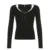 Contrast Lace Crew Neck Top Spring Y2k Long Sleeve Buttons T-shirt Knitted Slim Basic Tee Shirt 90s