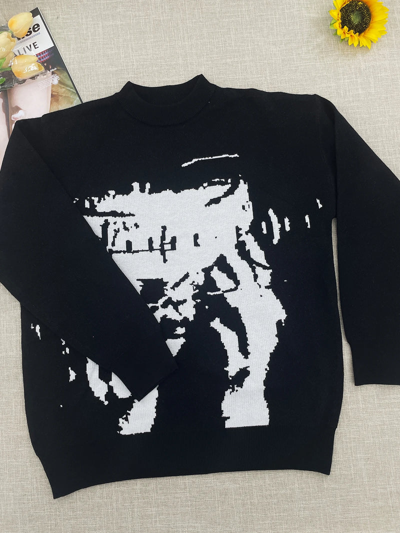 Temperament Commuter Style Pullover Sweater for ’s Autumn and Winter New Loose All-match Crew-neck Knitwear