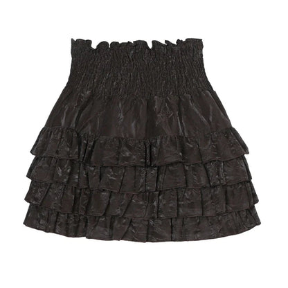 Slim Pleated Aline Skirt Spring New High Waist Color Velvet Cake Skirt