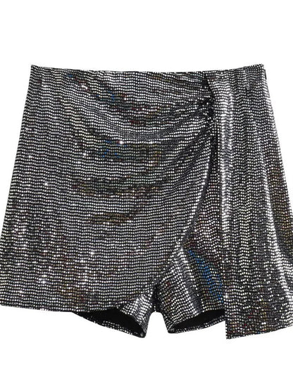 Sequin Y2k Skirt Club Glitter High Street Slim Zipper Loose Patchwork Short Skirt Sparkle Skirt