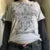 Y2k Grunge Emo T-shirt 2000s Cross Cyber Goth Patchwork Long Sleeve Tees E-girl Gothic Harajuku Loose Tops
