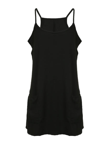 Black Two Layers Wide Leg Rompers Summer Vacation Loose Sleeveless Dress Playsuits