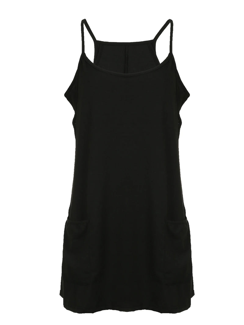 Black Two Layers Wide Leg Rompers Summer Vacation Loose Sleeveless Dress Playsuits