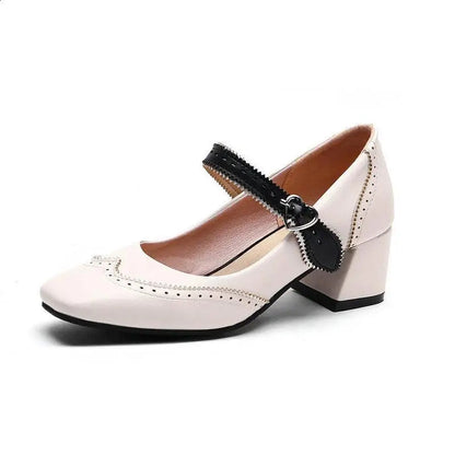 Slimming Shoes Heels Square Toe Sandals Pump Shallow Mouth Mary Jane Allmatch Comfortable Spring Latest